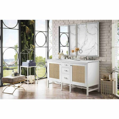 James Martin Vanities Addison 60in Double Vanity, Glossy White w/ 3 CM Ethereal Noctis Top E444-V60D-GW-3ENC